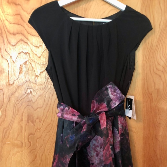 SLNY Dress Black Floral High Low - Picture 4 of 7